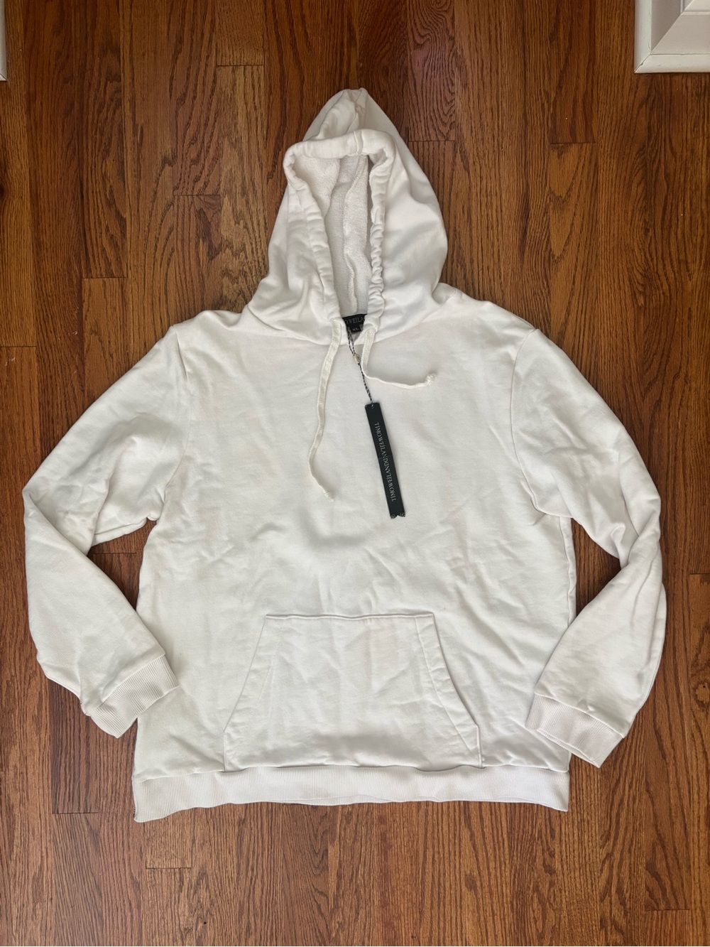 Men's Timo Weiland White Hooded Pullover Sweatshirt w size zip- size XL - NWT